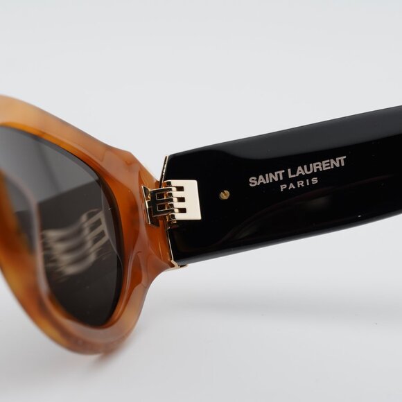 Saint Laurent SL M94 007 Sunglasses Havana Cat Eye Frame, Black Lenses - Picture 4 of 11